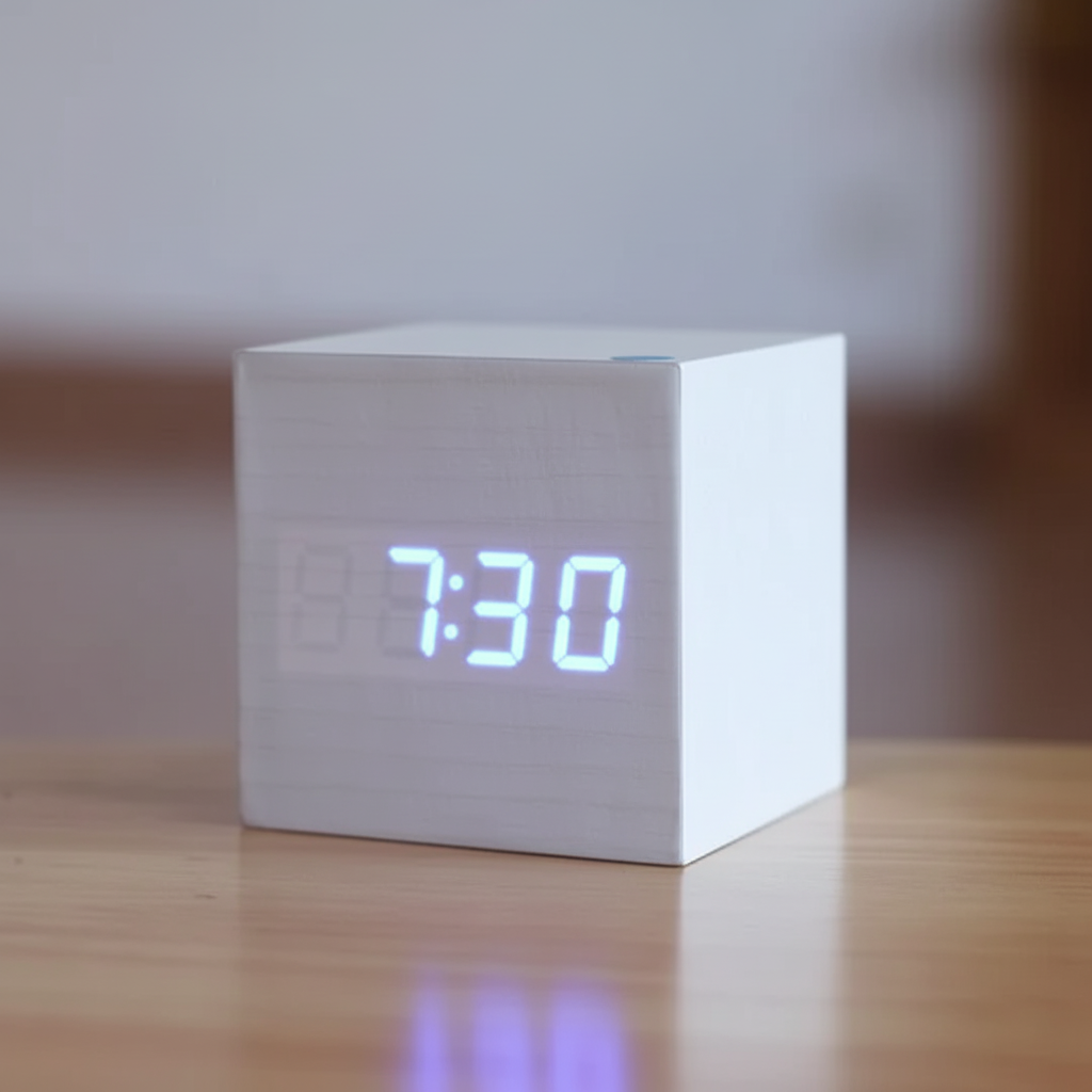 Digitale LED-Holzweckeruhr, kompakte Tisch- und Nachttischuhr