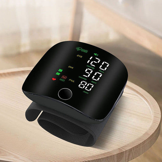 Digital Wrist Blood Pressure Monitor with Rechargeable Battery and Voice Guidance