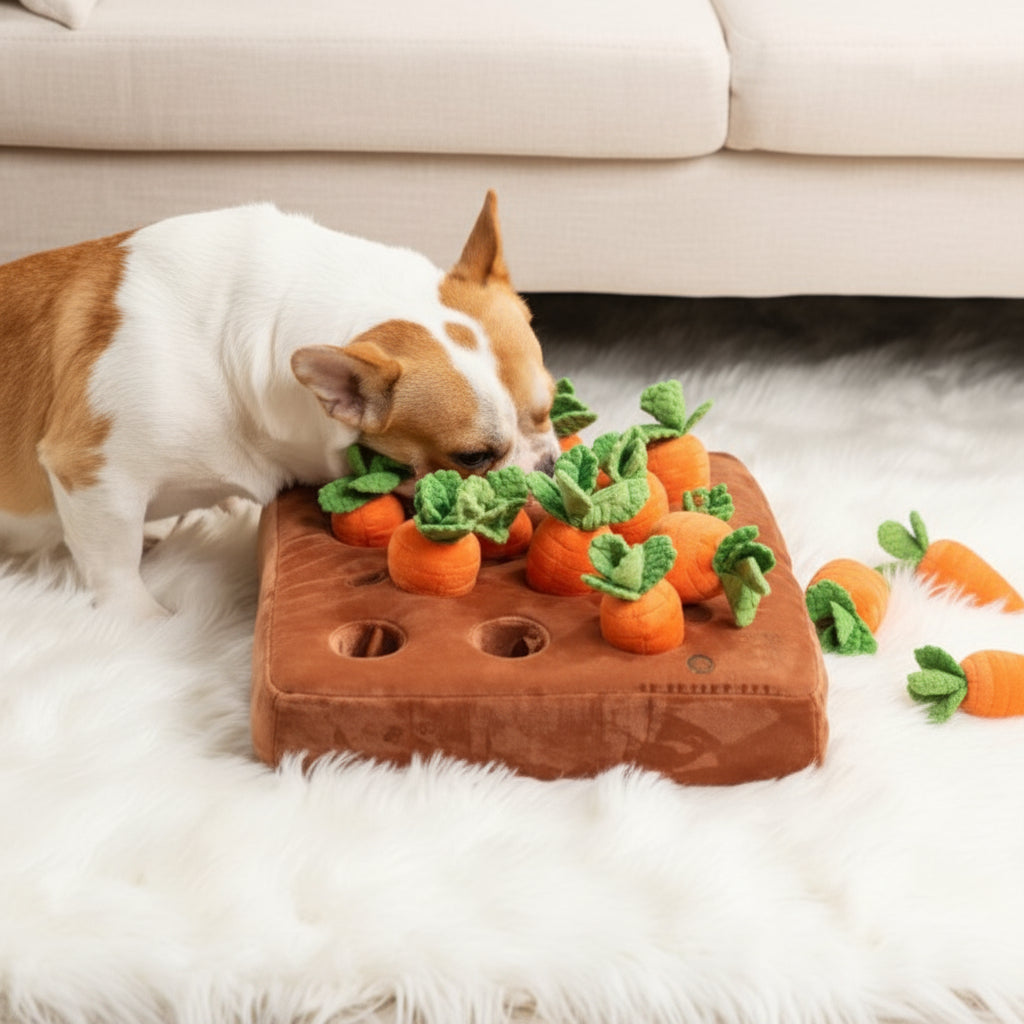 Snuffelmat voor honden met worteltuin, snoeppuzzel en interactief neuswerkspeelgoed