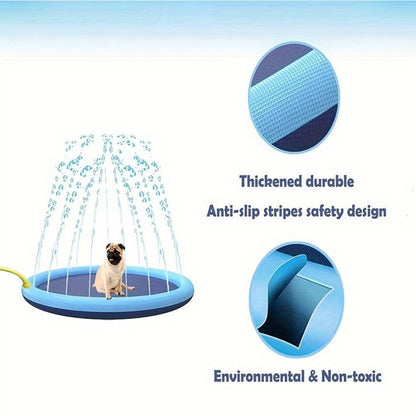 Dog Splash Pool with Adjustable Water Sprinkler – BPA-Free PVC