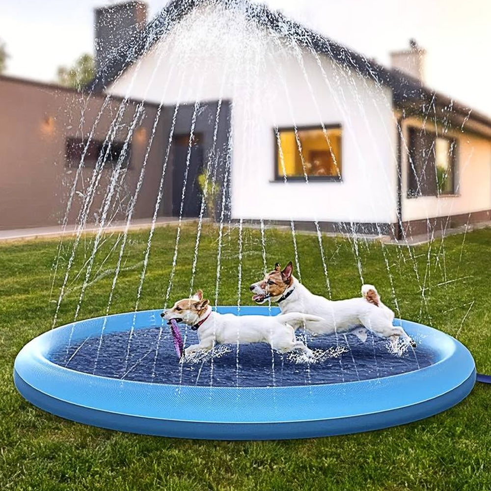 Dog Splash Pool with Adjustable Water Sprinkler – BPA-Free PVC