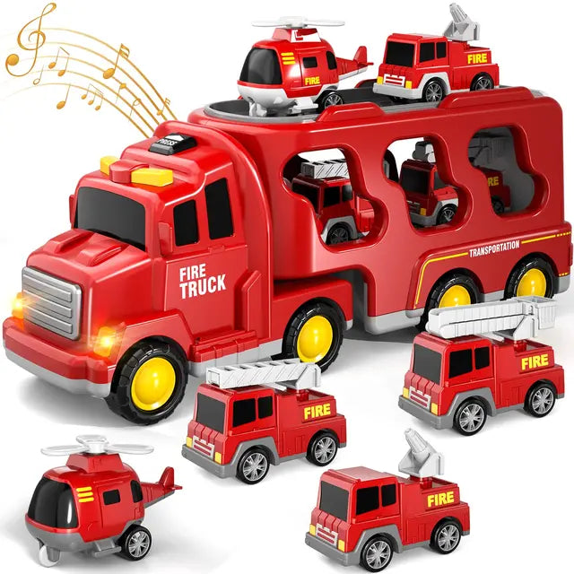 Double Decker Toy Truck Playset with Mini Cars and Music