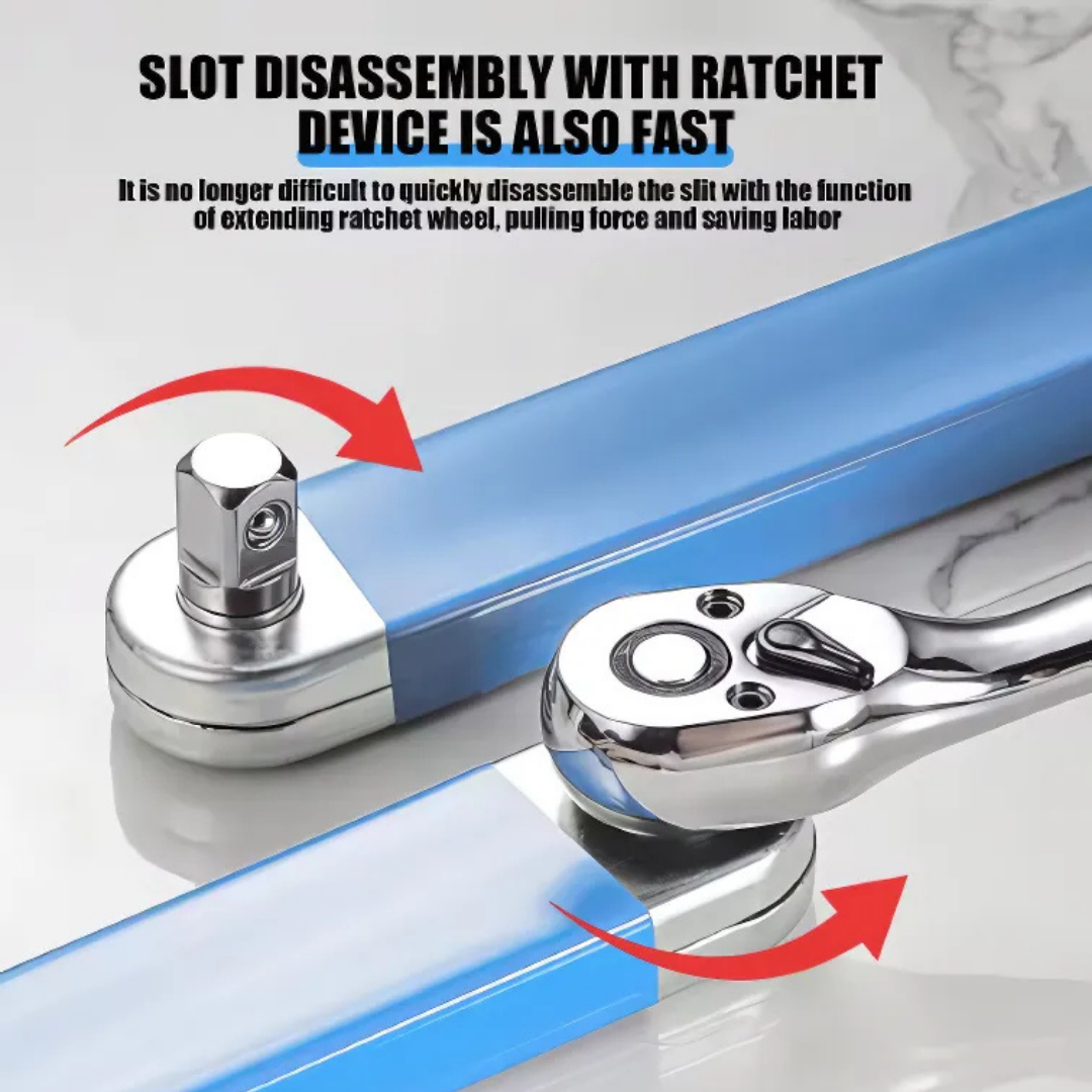 Double-Head Offset Extension Wrench with 4 Adapters for Tight Spaces