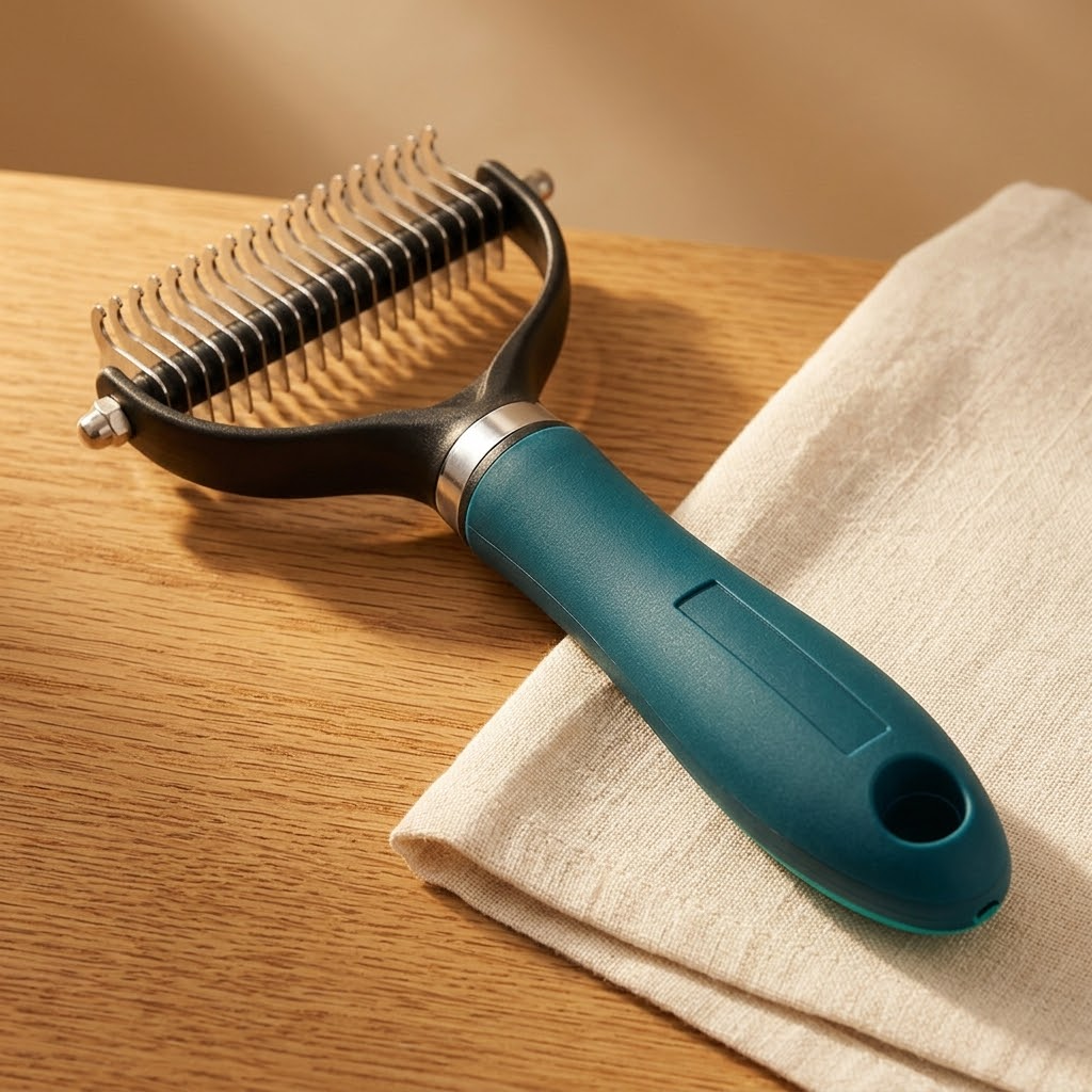 Double-Sided Dematting Brush for Dogs and Cats with 10 and 19 Teeth