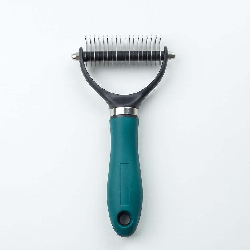 Double-Sided Dematting Brush for Dogs and Cats with 10 and 19 Teeth