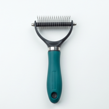 Double-Sided Dematting Brush for Dogs and Cats with 10 and 19 Teeth