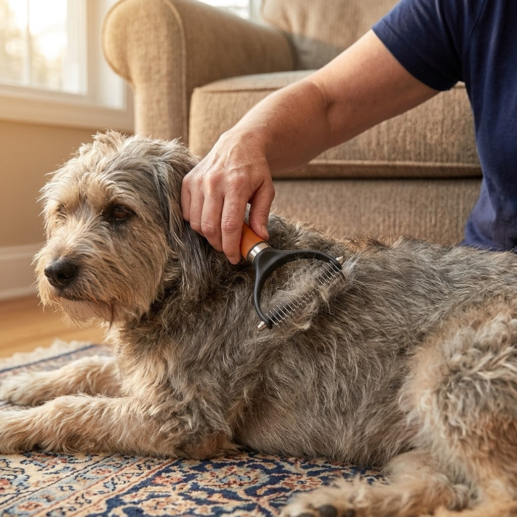 Double-Sided Dematting Brush for Dogs and Cats with 10 and 19 Teeth