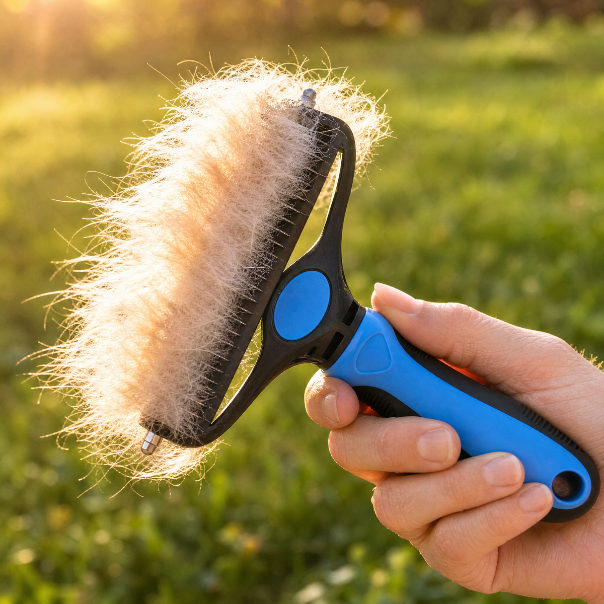 Double-Sided Dematting Brush for Dogs with 17-Blade Rake and 90-Tooth Deshedding Side