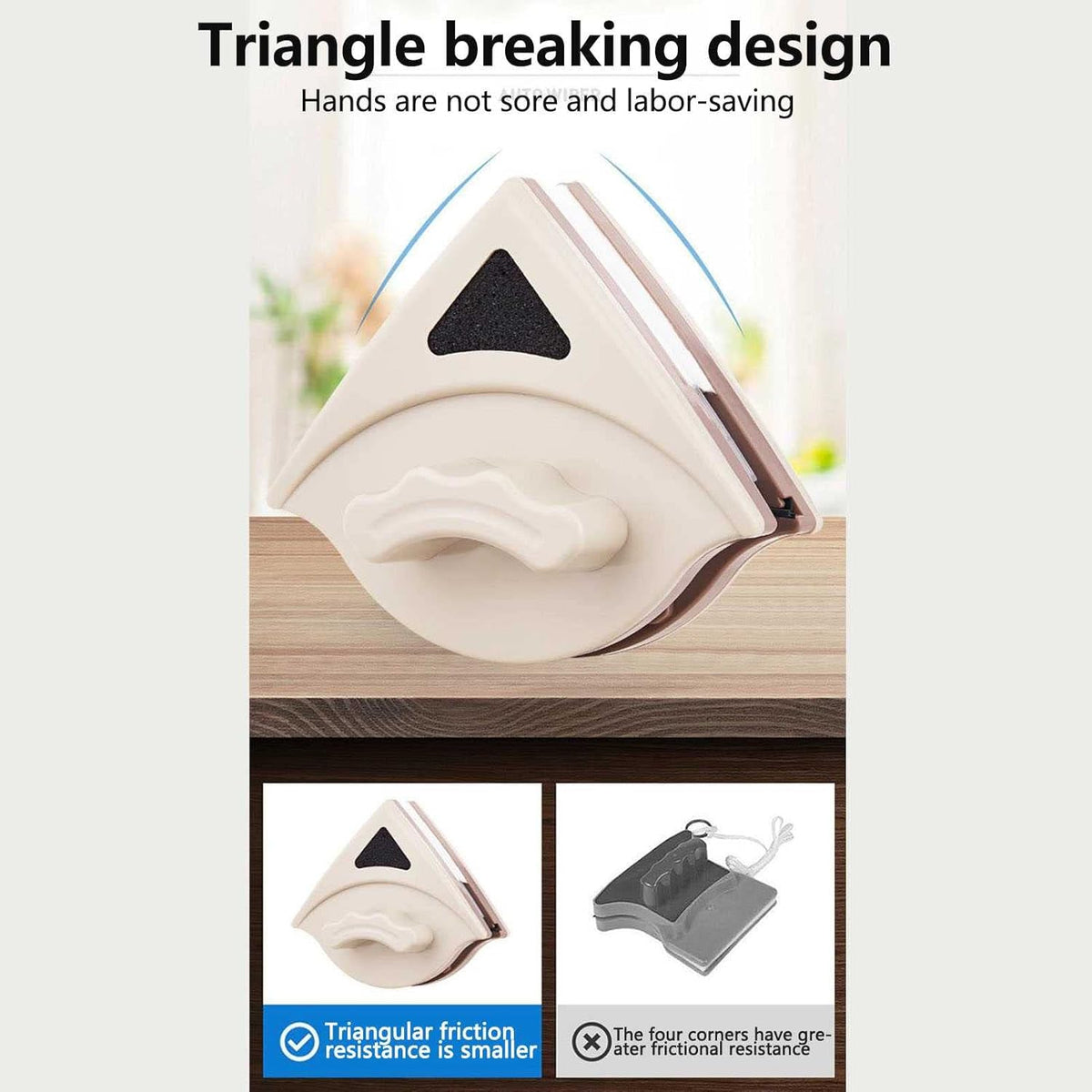 Double-Sided Magnetic Window Cleaner for Glass and Mirrors