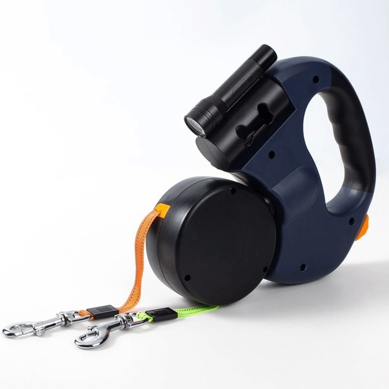 DoubleDog Dual Retractable Dog Lead with Anti Tangle Design and Light