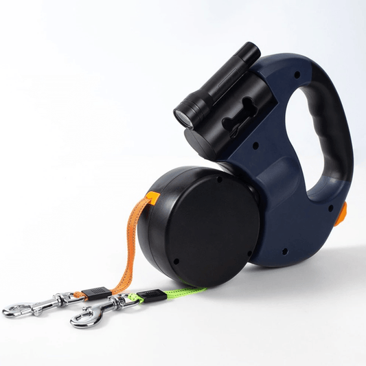 DoubleDog Dual Retractable Dog Lead with Anti Tangle Design and Light