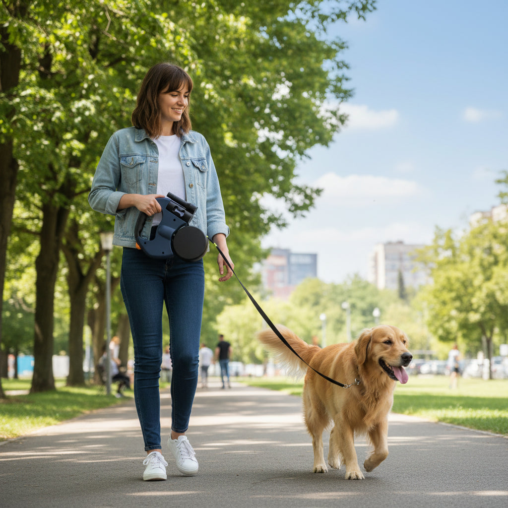 Dual Retractable Dog Leash for Two Dogs Tangle Reducing Walking Lead