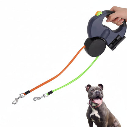 Dual Retractable Dog Leash for Two Dogs Tangle Reducing Walking Lead