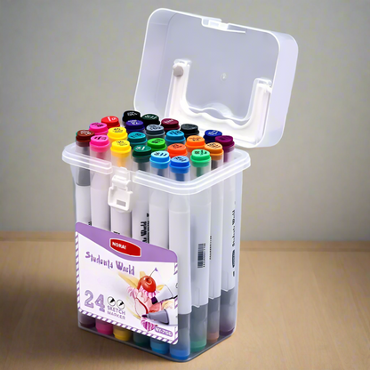 Dual-Tip Washable Art Markers with Fine and Chisel Tips