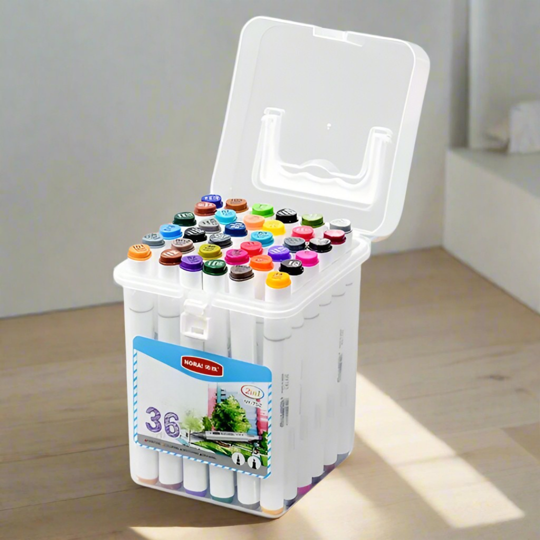 Dual-Tip Washable Art Markers with Fine and Chisel Tips