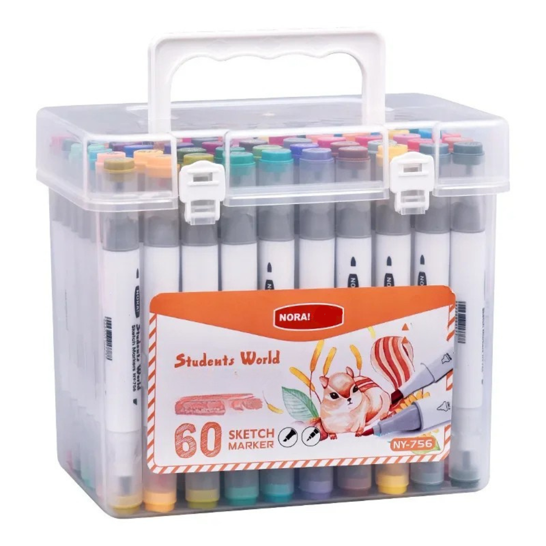 Dual-Tip Washable Art Markers with Fine and Chisel Tips