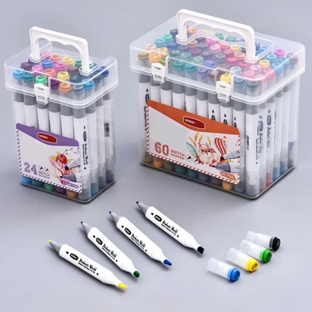 Dual-Tip Washable Art Markers with Fine and Chisel Tips
