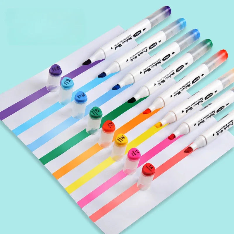 Dual-Tip Washable Art Markers with Fine and Chisel Tips