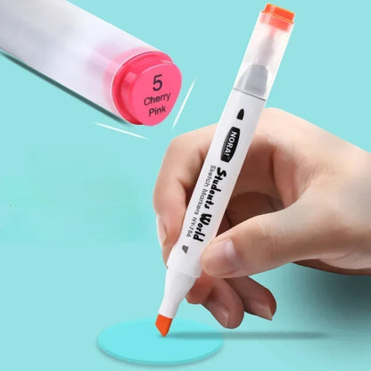 Dual-Tip Washable Art Markers with Fine and Chisel Tips