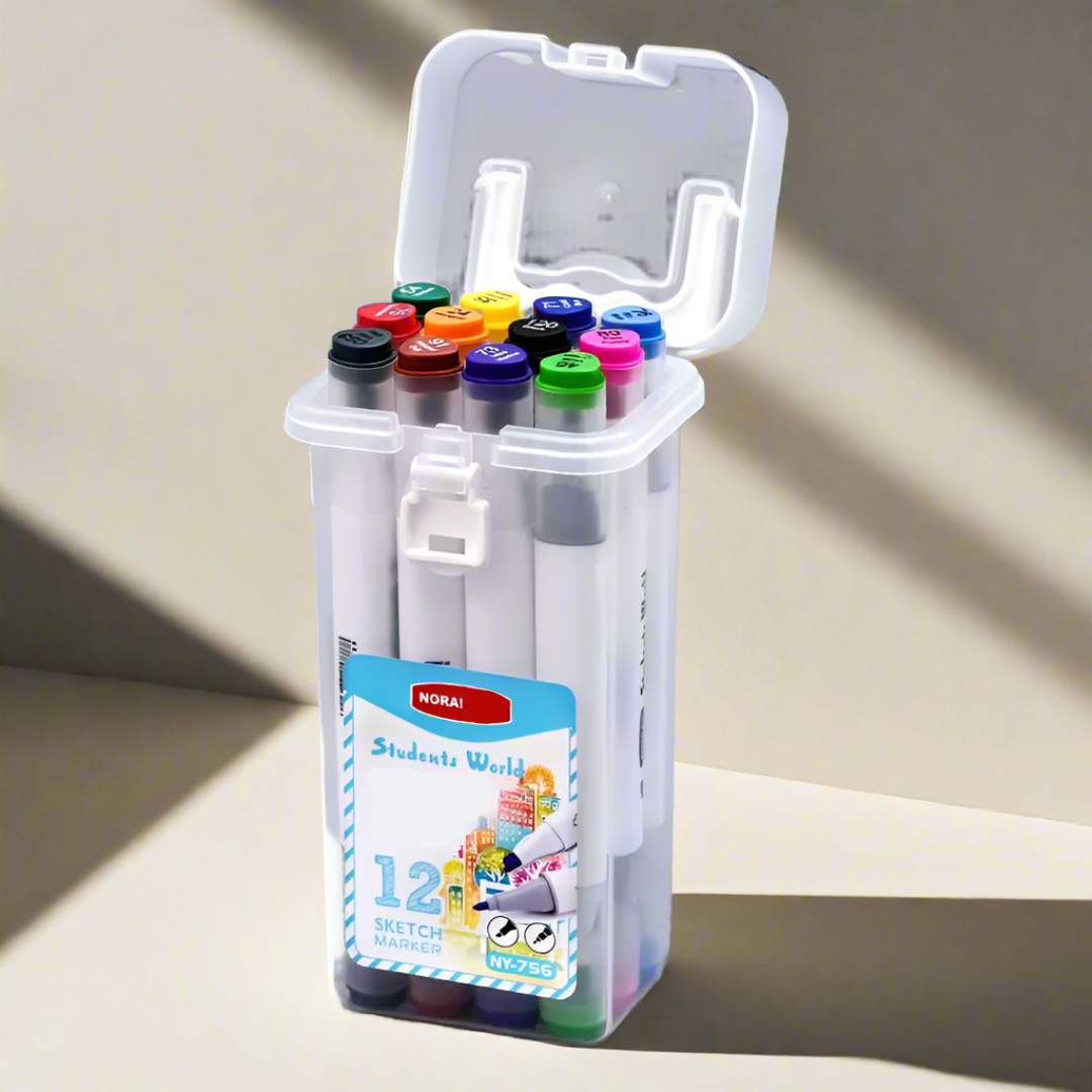 Dual-Tip Washable Art Markers with Fine and Chisel Tips