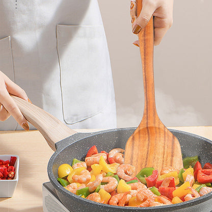 Eco Friendly Teak Wooden Kitchen Utensil Set Non Scratch Cooking Tools