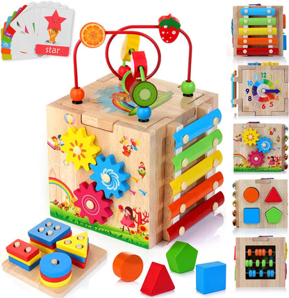 EduCube 8 in 1 Wooden Montessori Activity Toy for Toddlers (18+ Months)