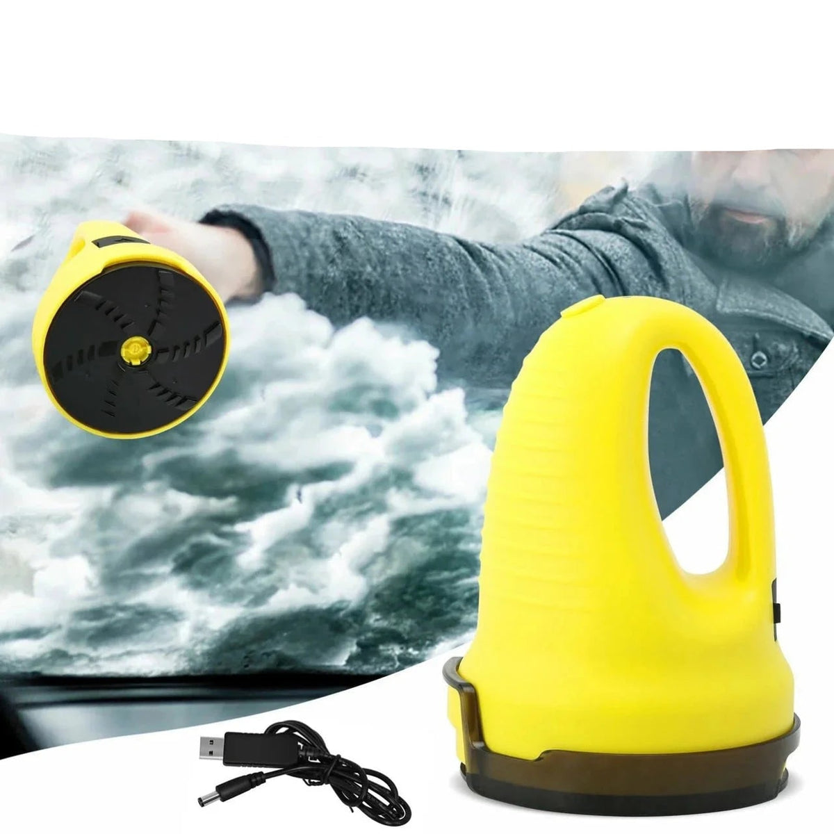 Rascador de hielo eléctrico para coche con disco giratorio térmico, recargable por USB y de mano