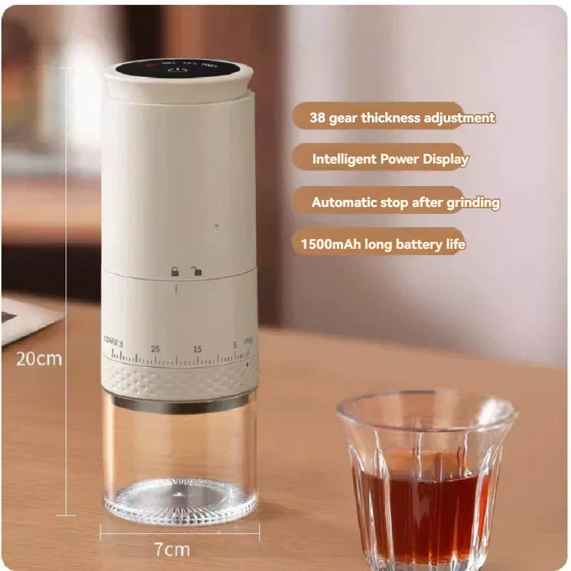 Electric Coffee Grinder with Adjustable Burr and USB Rechargeable Design