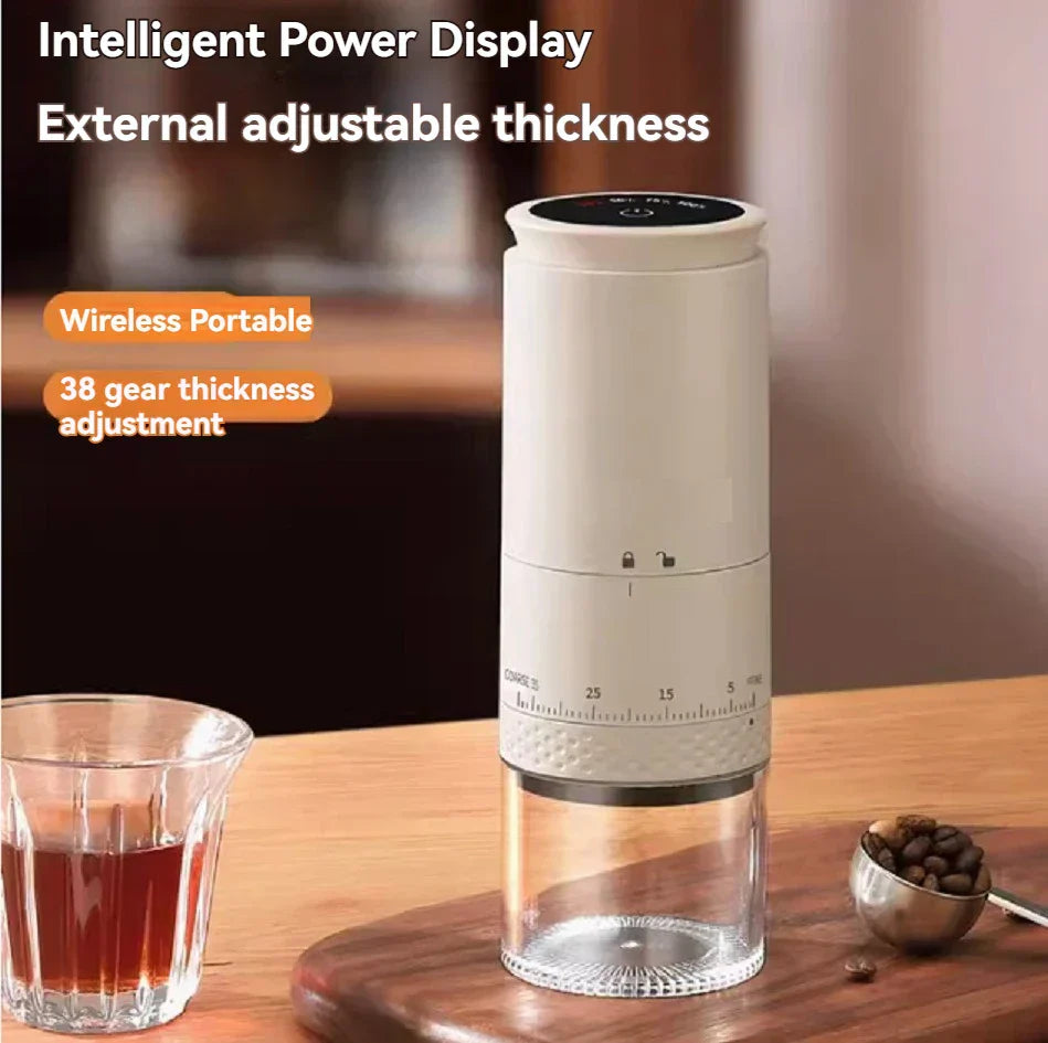 Electric Coffee Grinder with Adjustable Burr and USB Rechargeable Design