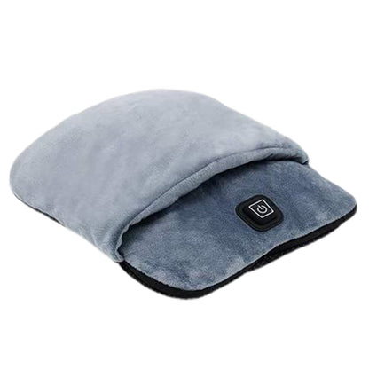 Electric Foot Massager Heated Vibration Plush Fleece Warmer Pouch USB Portable Home