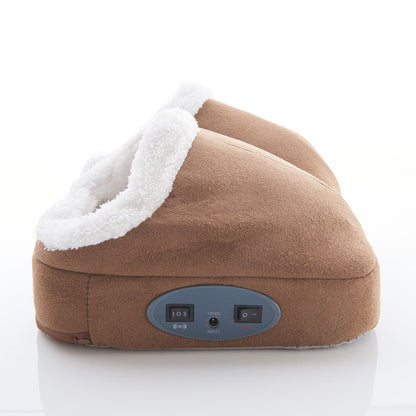 Masajeador eléctrico para pies con calefacción, efecto térmico y vibración, forro polar y doble bolsillo para relajarse en casa