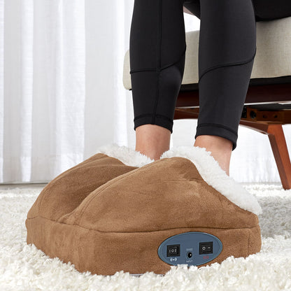 Masajeador eléctrico para pies con calefacción, efecto térmico y vibración, forro polar y doble bolsillo para relajarse en casa