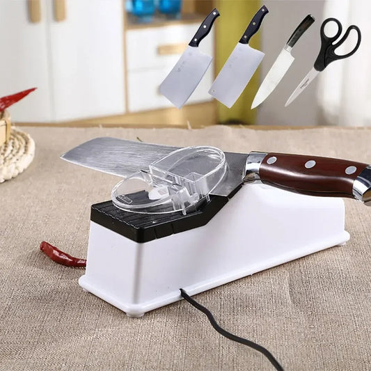 Electric Knife Sharpener with Protective Cover and Compact Design