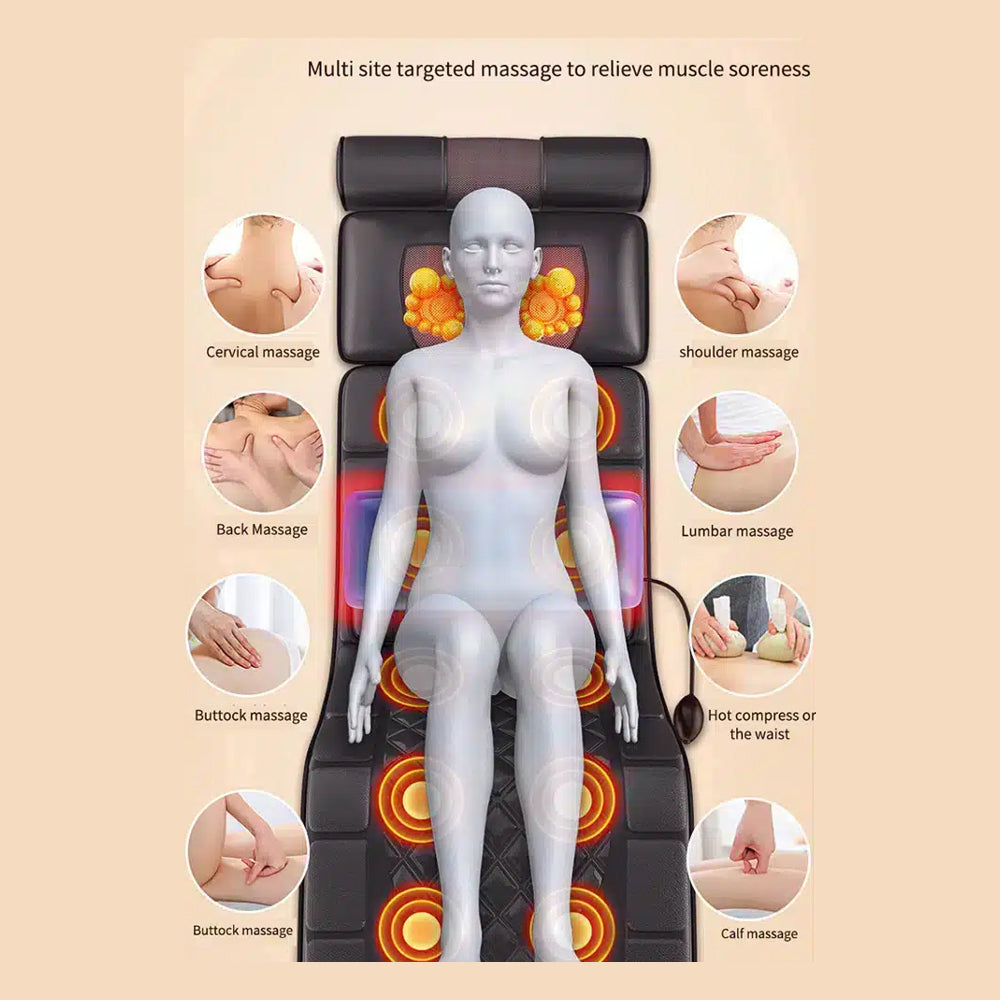 Electric Massage Mat with Heat, 10 Massage Zones & Remote Control