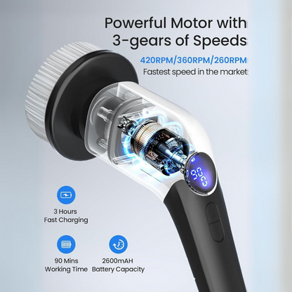 Electric Spin Scrubber with 8 Brush Heads Adjustable Speeds Cordless Cleaning Brush