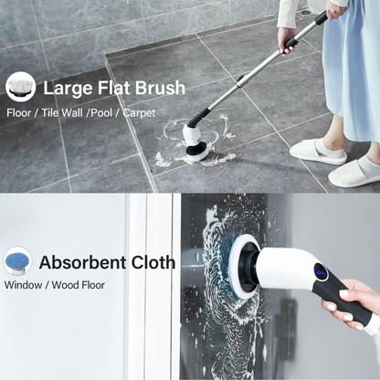 Electric Spin Scrubber with 8 Brush Heads Adjustable Speeds Cordless Cleaning Brush