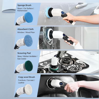 Electric Spin Scrubber with 8 Brush Heads Adjustable Speeds Cordless Cleaning Brush