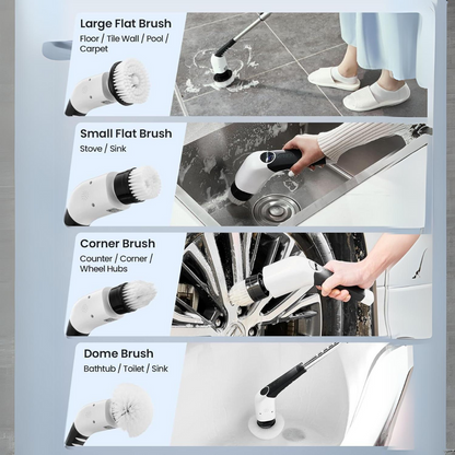 Electric Spin Scrubber with 8 Brush Heads Adjustable Speeds Cordless Cleaning Brush