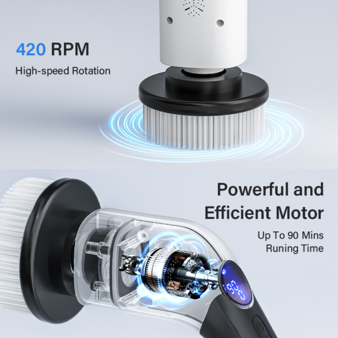 Electric Spin Scrubber with 8 Brush Heads Adjustable Speeds Cordless Cleaning Brush