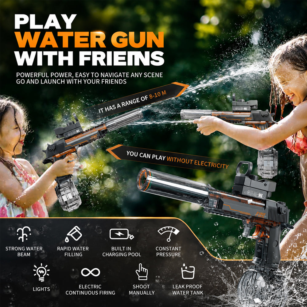 Electric Water Gun with LED Light – Automatic Rechargeable Water Blaster