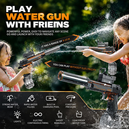 Electric Water Gun with LED Light – Automatic Rechargeable Water Blaster