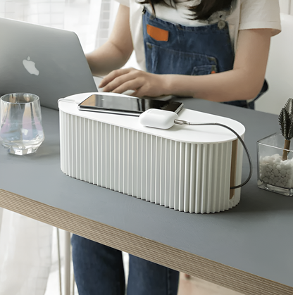 Elegant Cable Organiser Box Minimalist Storage Case in Soft Macaron Colours