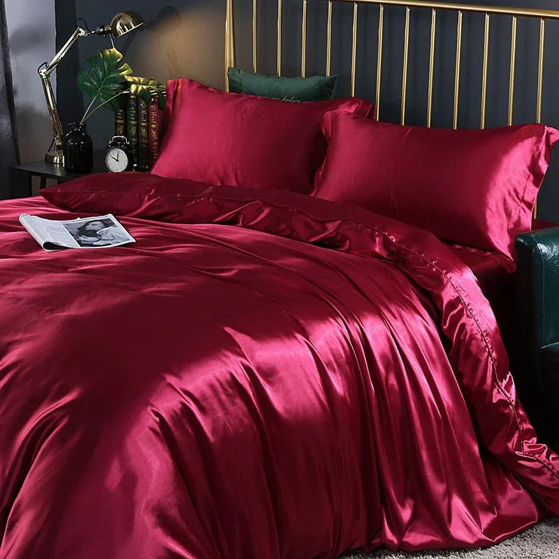 Elegant Satin Silk Bedding Set Luxury Soft Bed Sheets