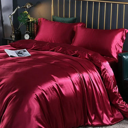 Elegant Satin Silk Bedding Set Luxury Soft Bed Sheets