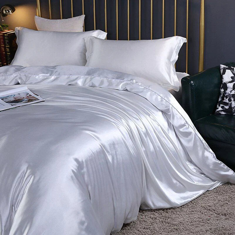 Elegant Satin Silk Bedding Set Luxury Soft Bed Sheets
