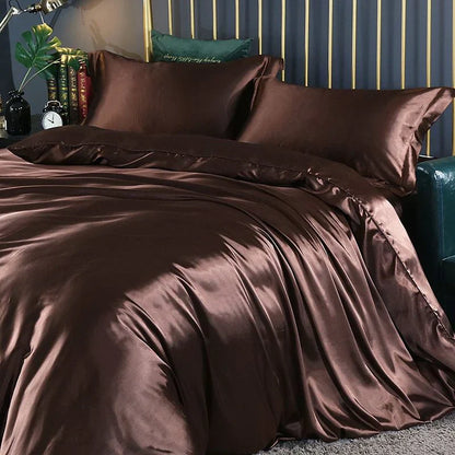 Elegant Satin Silk Bedding Set Luxury Soft Bed Sheets