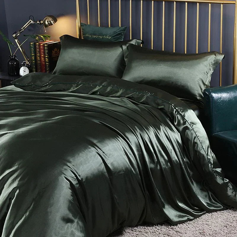 Elegant Satin Silk Bedding Set Luxury Soft Bed Sheets