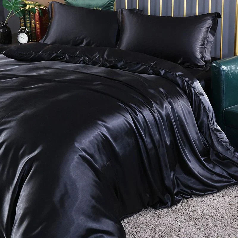 Elegant Satin Silk Bedding Set Luxury Soft Bed Sheets