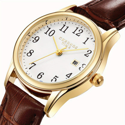 Elegant Women Quartz Wristwatch Faux Leather Strap Minimalist Design