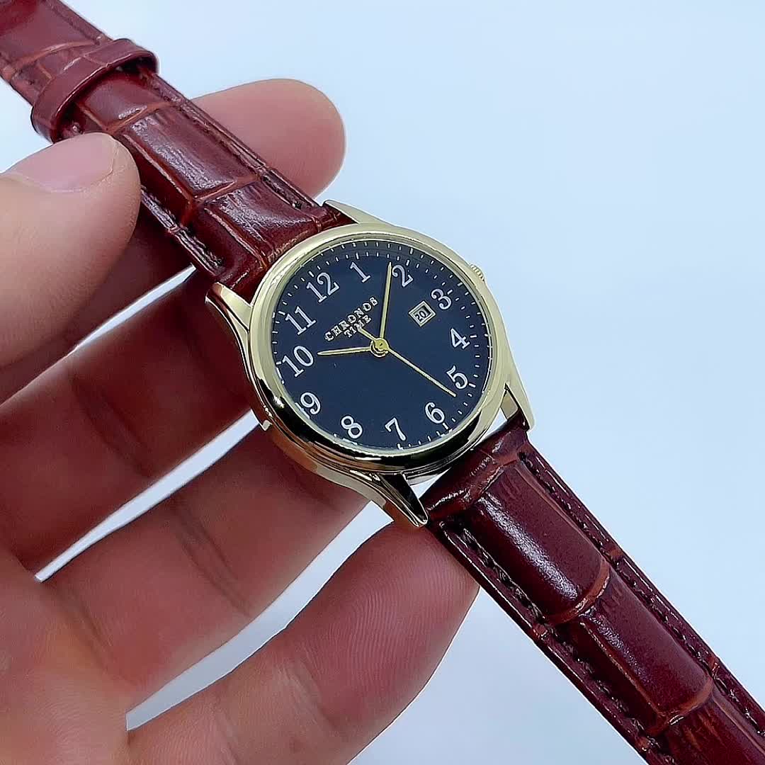 Elegant Women Quartz Wristwatch Faux Leather Strap Minimalist Design
